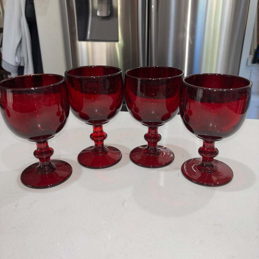 Imperial Glass Hoffman House Ruby Red Water Goblet Set Of 4